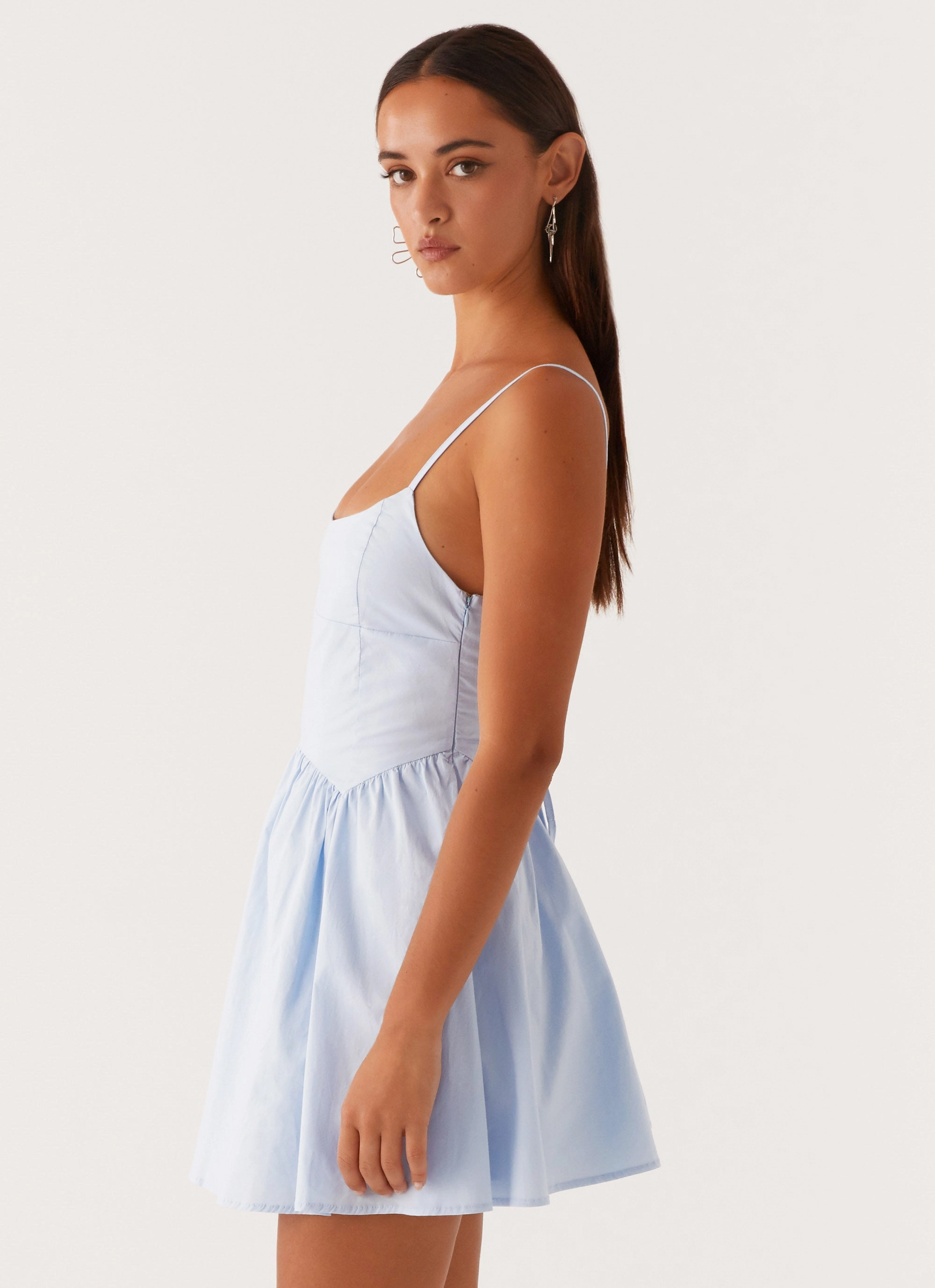 Tesoro Mio Mini Dress - Baby Blue Perfect Style Wear Tonal-Panel