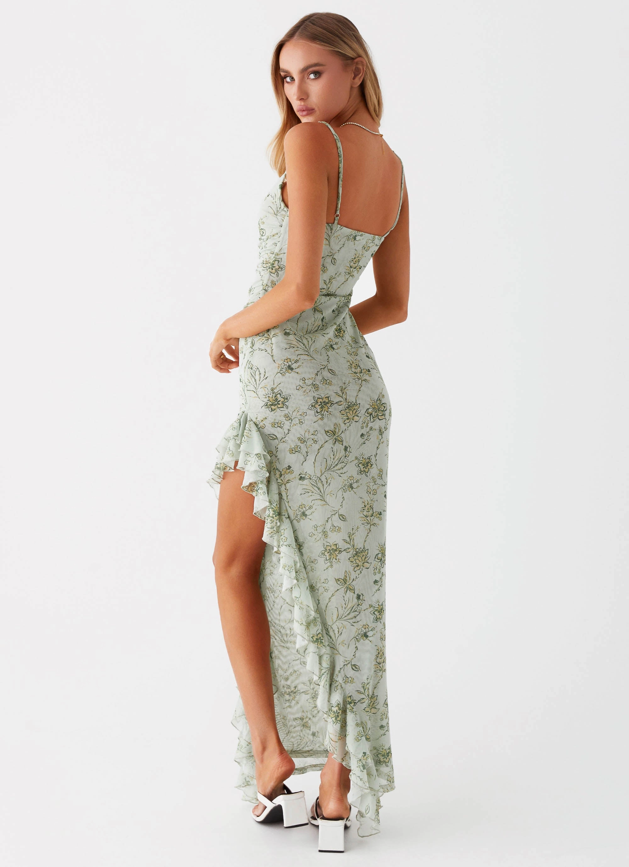 Romance Soul Textured Layers Princessa Maxi Dress - Sage Floral
