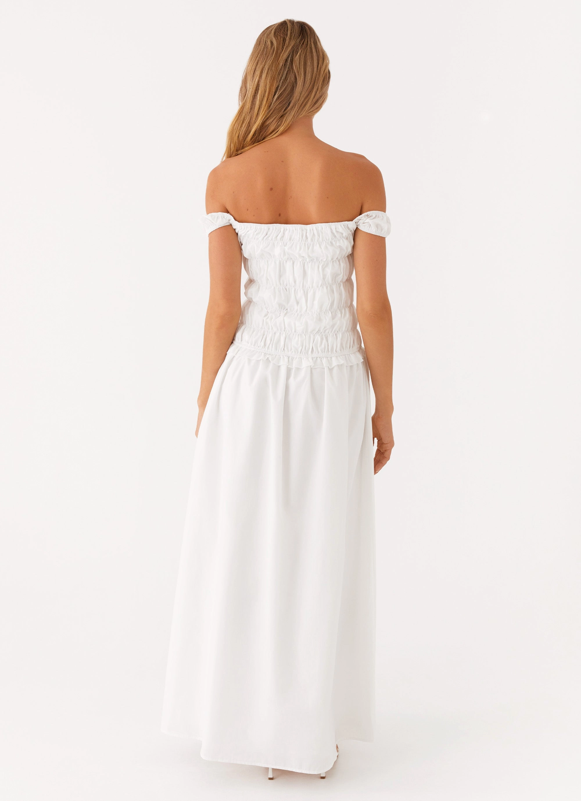 Countryside Off Shoulder Maxi Dress - Ivory Jewel Tones