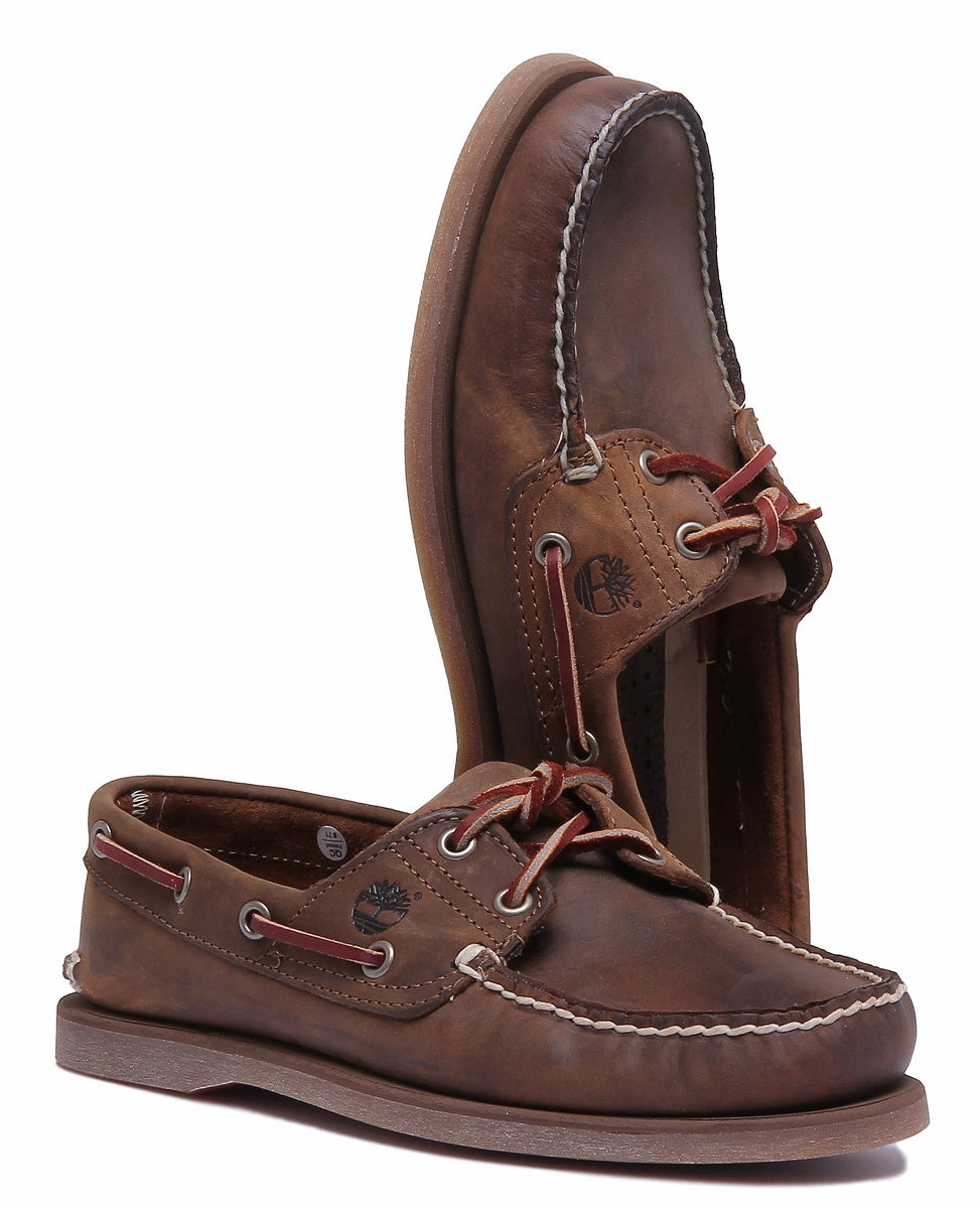 Timberland Classic 2 Eyelet Boat Shoe In Brown For Men structured look