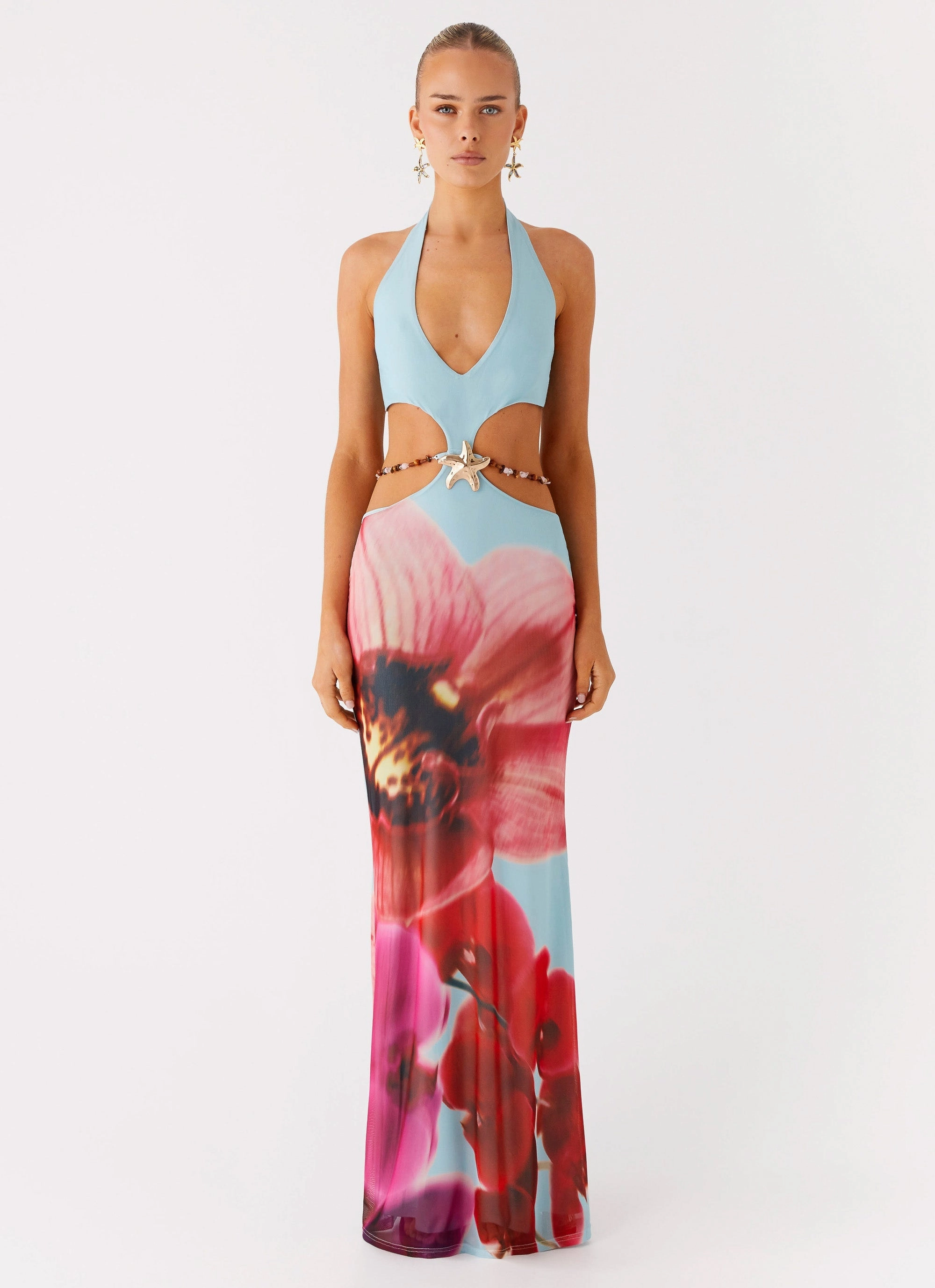 Time To Dance Maxi Dress - Turquoise Bloom Layered Fabric Ceremony Ready
