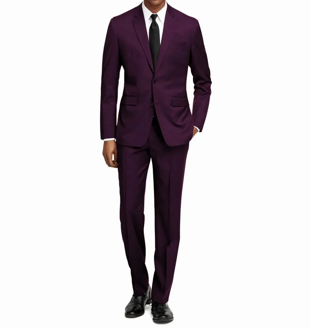Braveman Men's Formal Two Piece 2-Piece Slim Fit Cut Suit Set Snag Resistant Weave