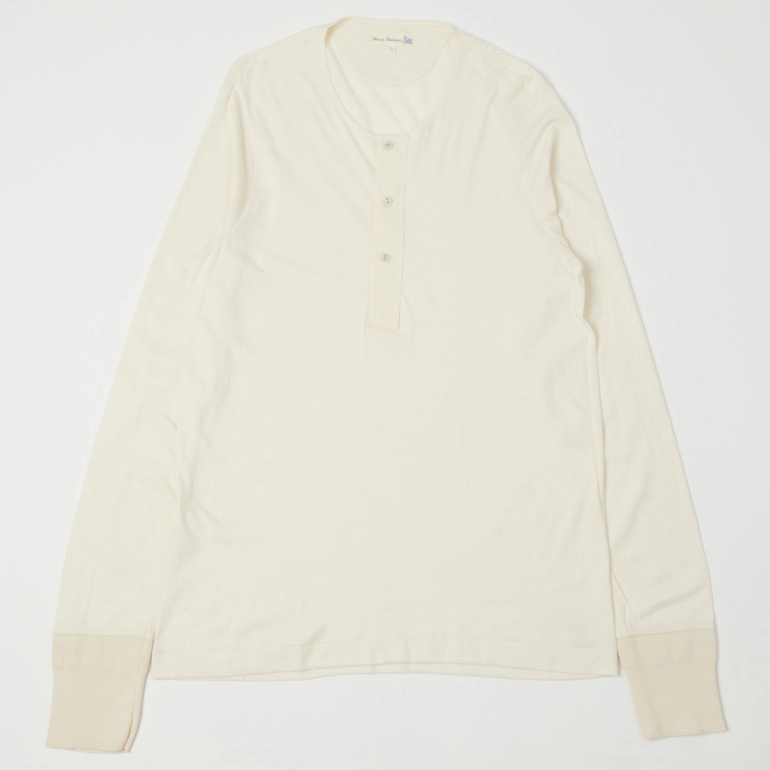 Merz b. Schwanen 102 Lightweight Long Sleeve Henley - Nature Breathable Cotton Fabric