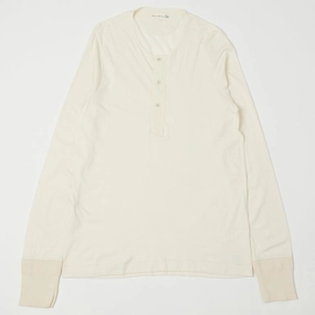 Merz b. Schwanen 102 Lightweight Long Sleeve Henley - Nature Breathable Cotton Fabric