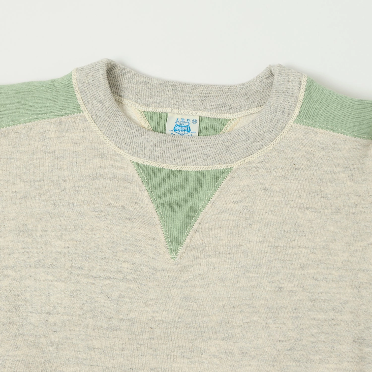 cycling suitable Timeless Relaxed John Gluckow Lot. JG-CS20 Freedom Sleeve Sweatshirt - Oatmeal/Light Green