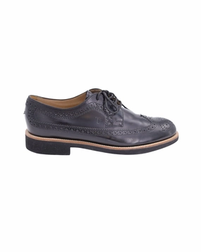 Tod's Lace Up Oxford in Black Leather Comfort Fit Style Enthusiast Lasting Comfort