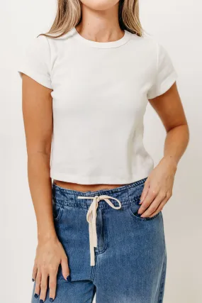 Topanga 100% Cotton Everyday Fitted Crop Tee in Off-White Chill Wear Seasonal Comforted