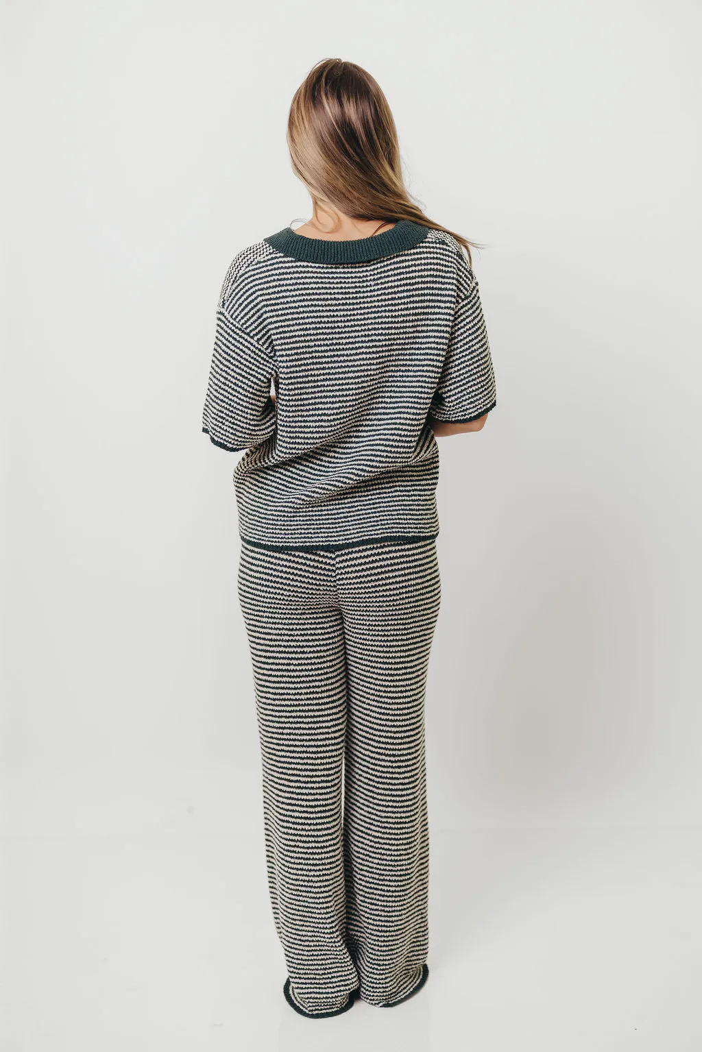 Torrance Short Sleeve Sweater Top and Pants Set in Hunter Green Unisex Appeal Smooth zipper closure