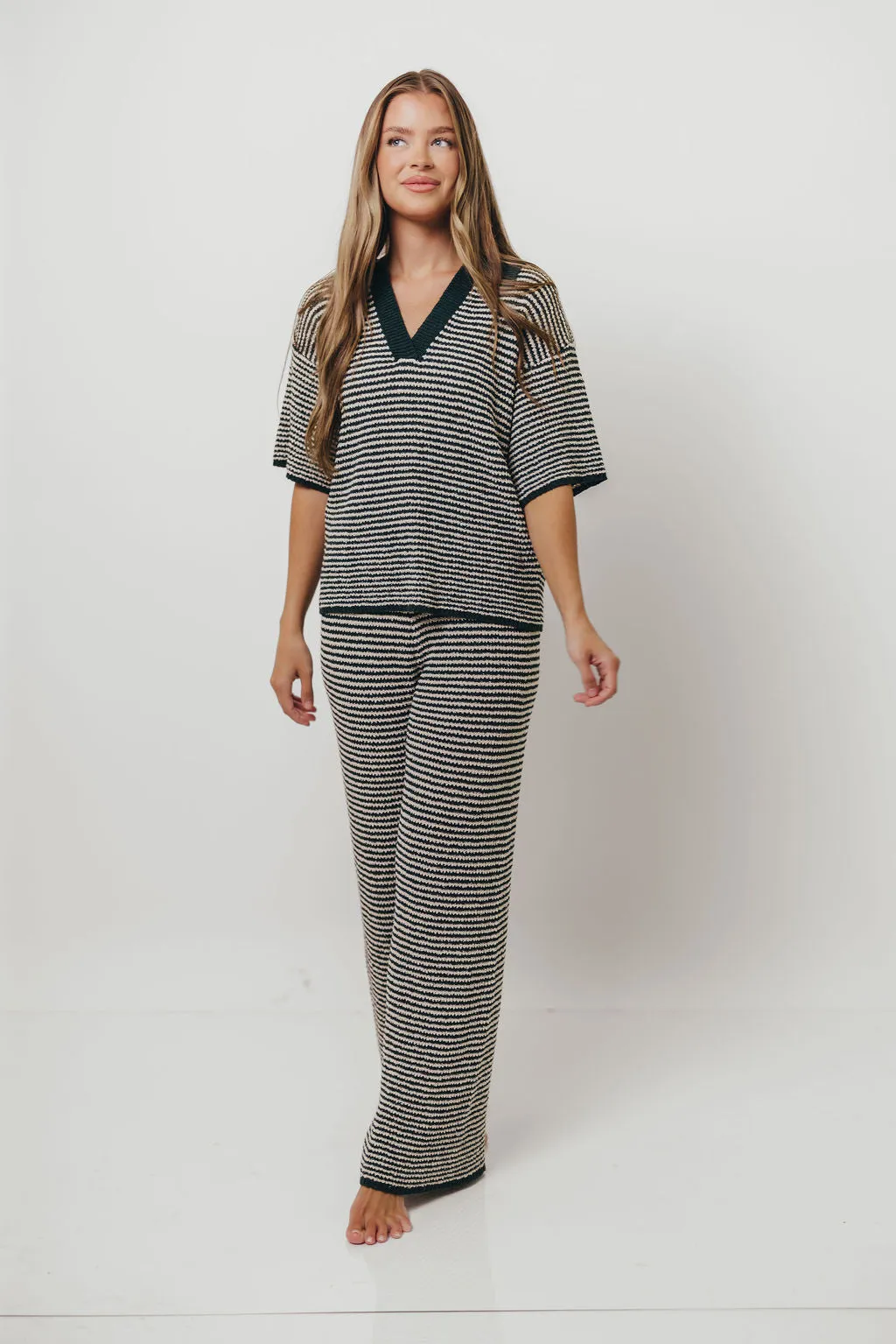 Torrance Short Sleeve Sweater Top and Pants Set in Hunter Green Quiet Tone Breathable Liner Integration