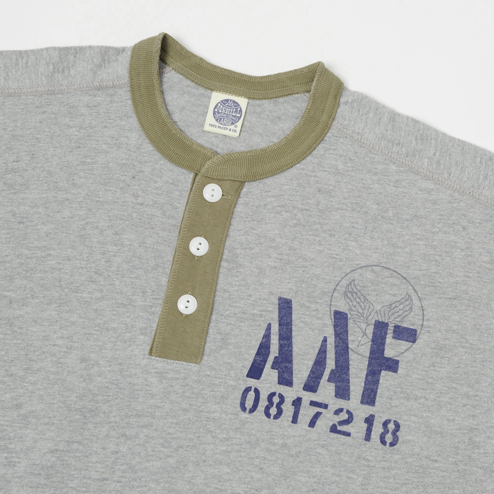 Lightweight Construction TOYS McCOY 'AAF' Military Union Henley - Grey/Army