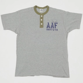 TOYS McCOY 'AAF' Military Union Henley - Grey/Army EasyCareFinish