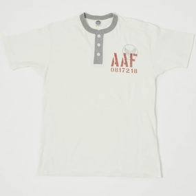 TOYS McCOY 'AAF' Military Union Henley - Nature/Grey Lightweight Weave