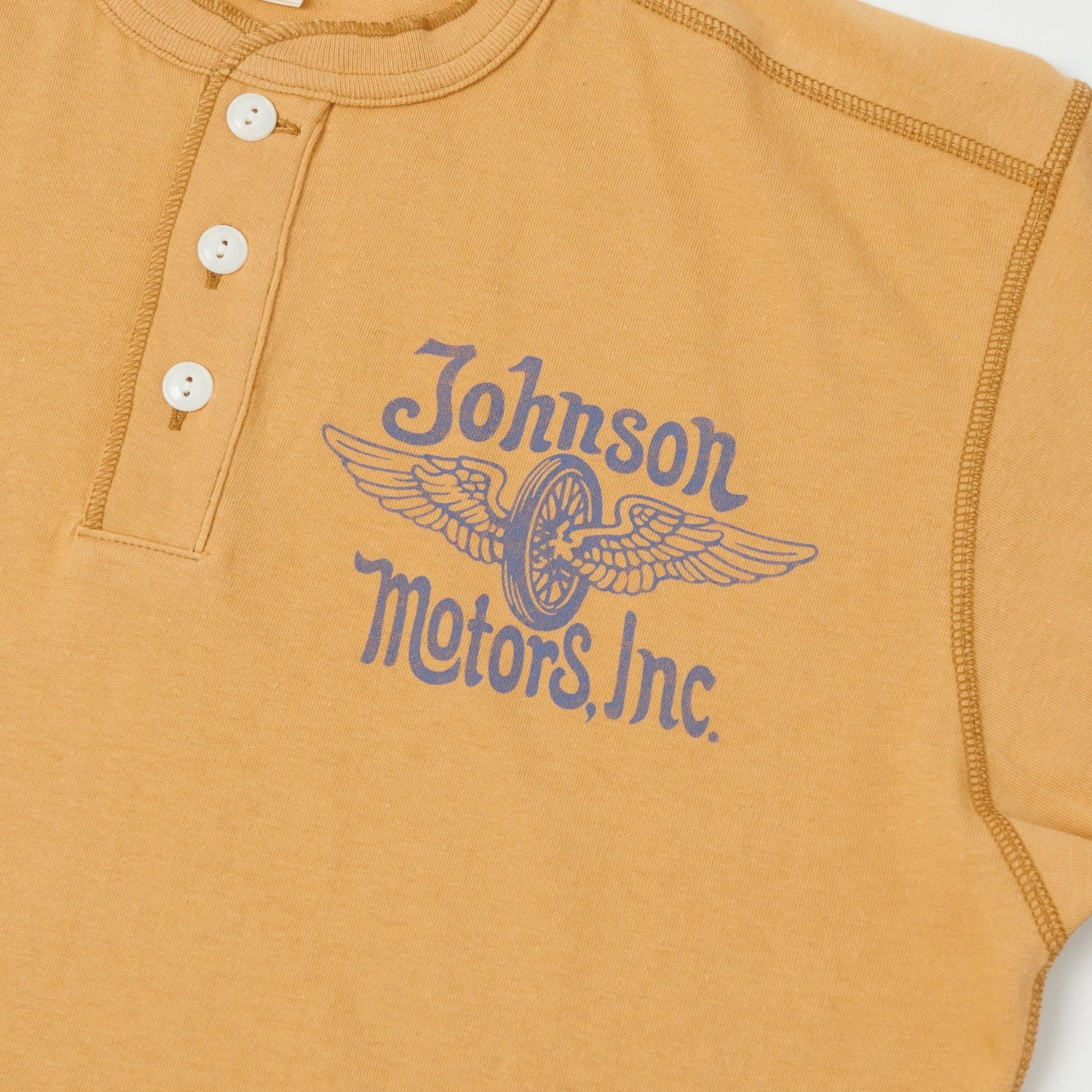 TOYS McCOY 'Johnson Motors Flying Wheel' Union Henley - Gold Performance Fit Comfy Flex
