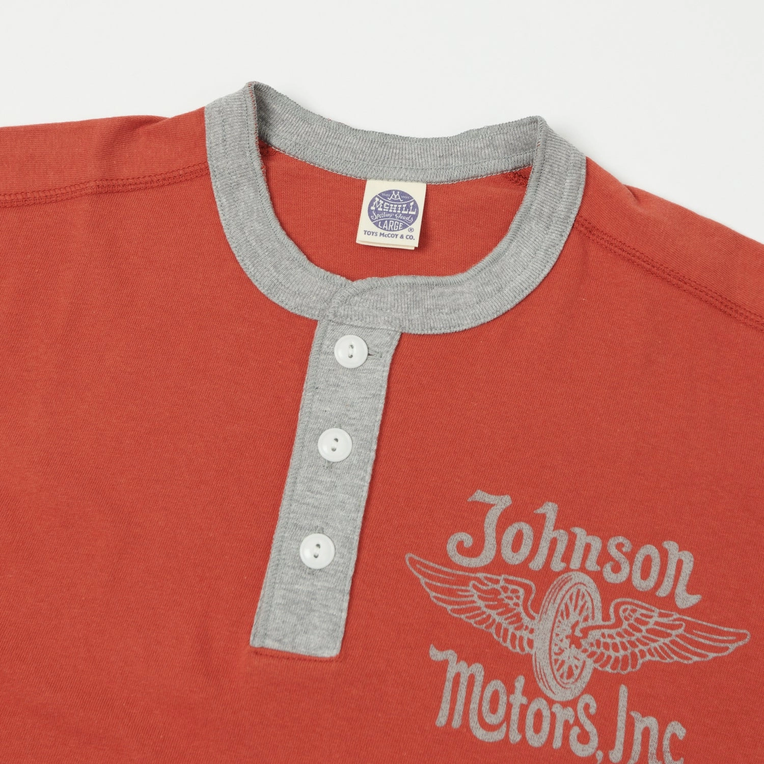 TOYS McCOY 'Johnson Motors Flying Wheel' Union Henley - Red Outdoor Comfort Style