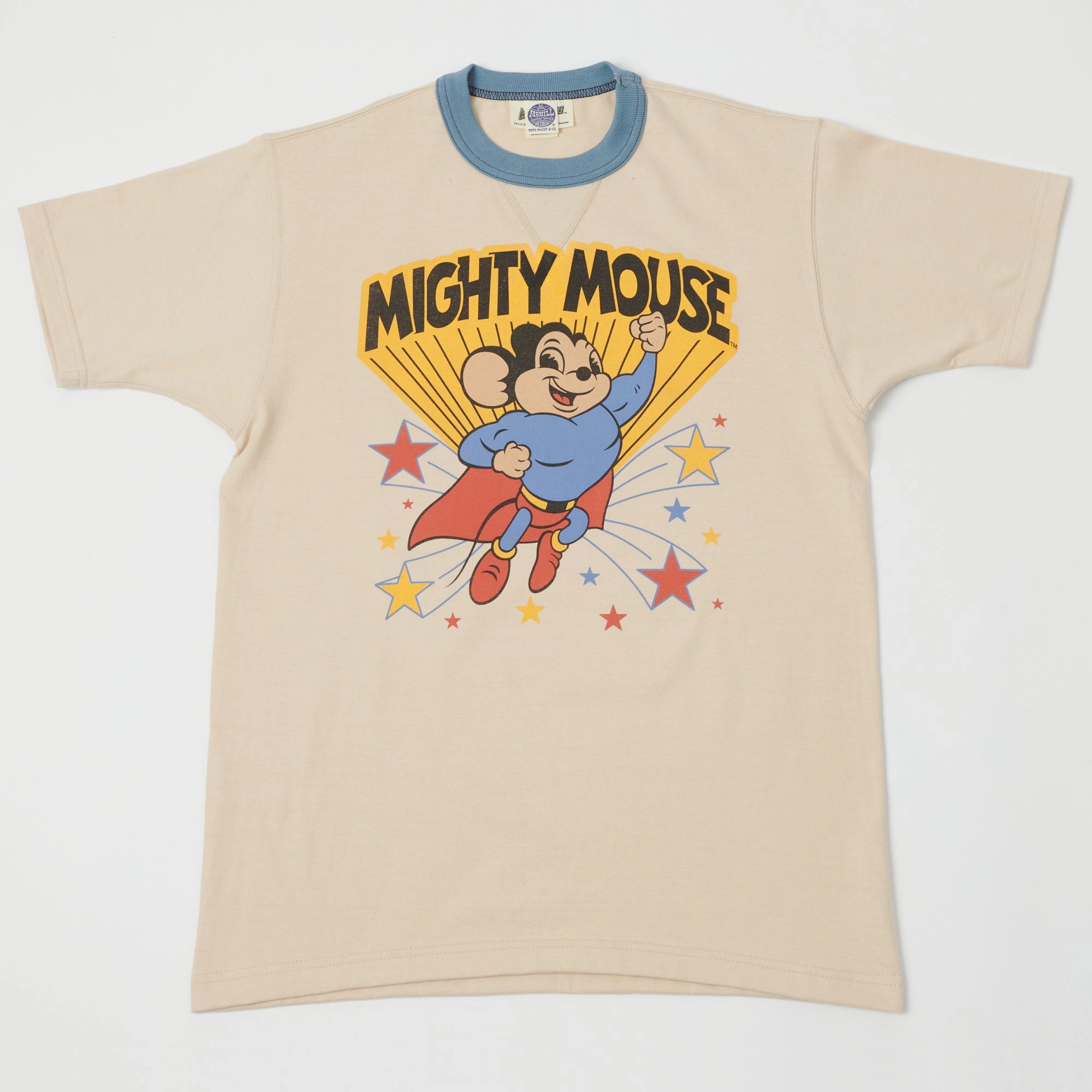 ReinforcedShoulderPanels Vintage Look TOYS McCOY 'Mightiest M' Mighty Mouse T-Shirt - Beige