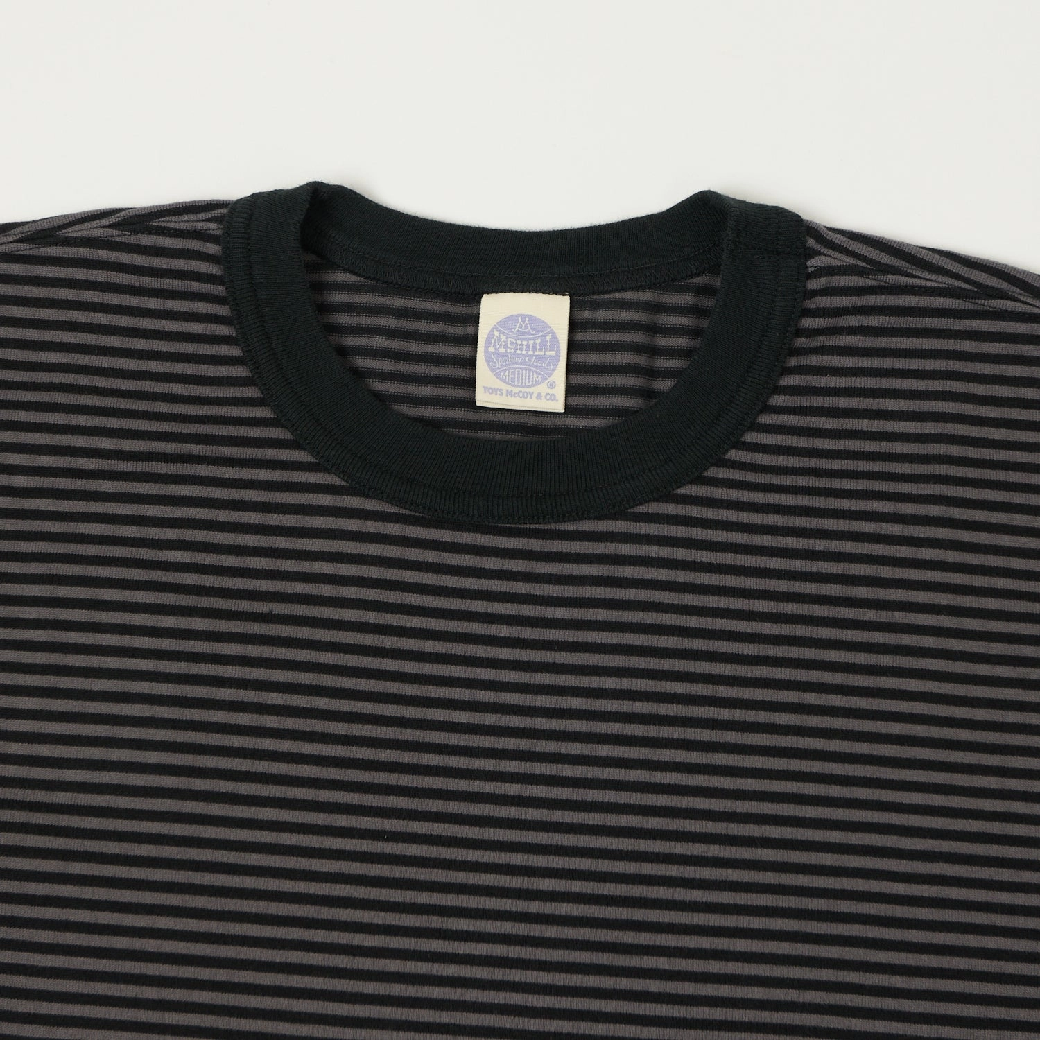 Leather combination TOYS McCOY 'The Great American Hero' Stripe T-Shirt - Grey/Black