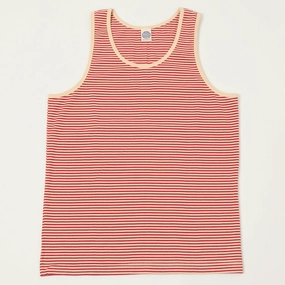 TOYS McCOY 'The Great American Hero' Stripe Tank Top - Ivory/Red Low Environmental Impact Performance Fit Wear