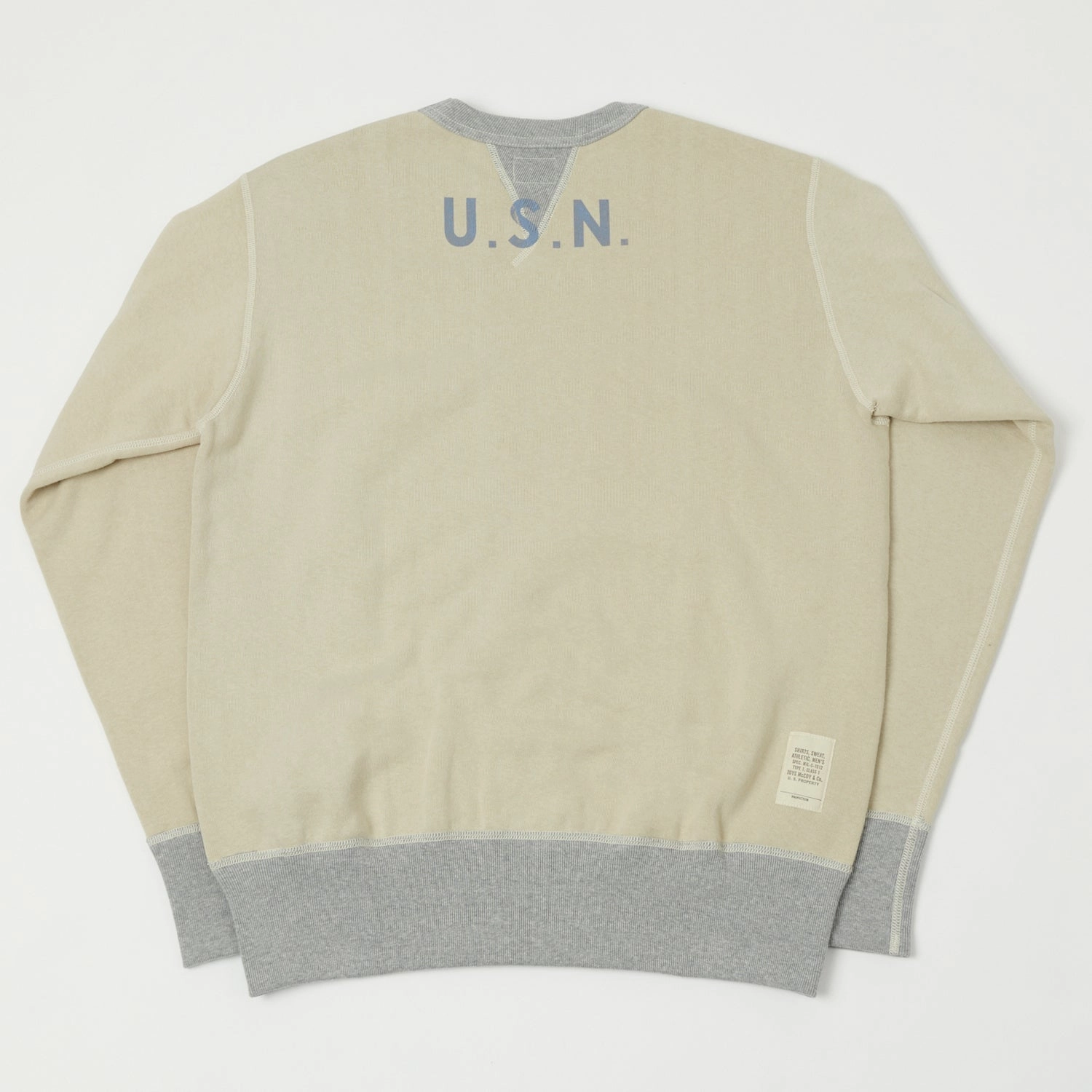 TOYS McCOY 'U.S.N' Print Military Sweatshirt - Sand Soft Layer