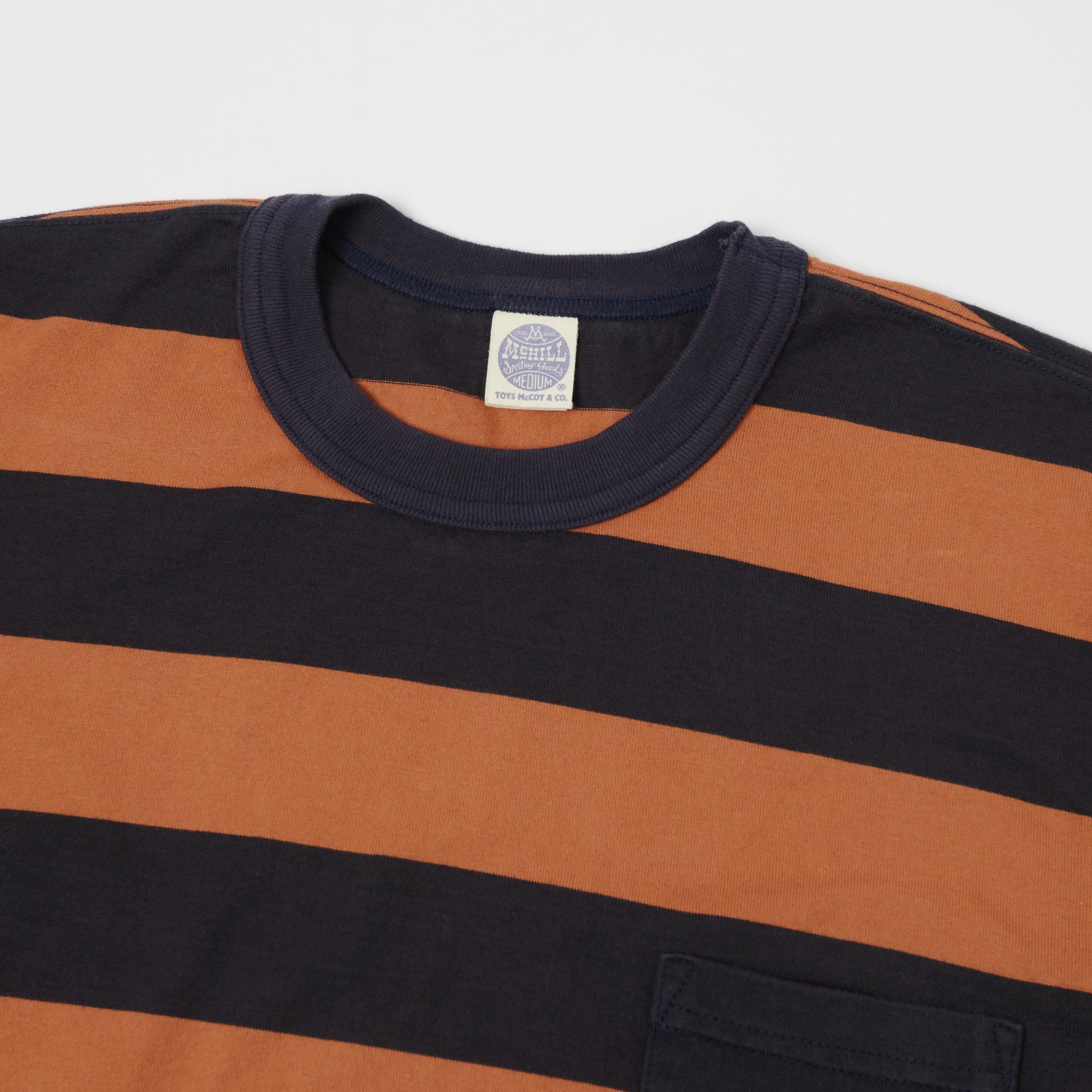 Office Wear Essential Comfort TOYS McCOY Bordered Stripe Pocket T-Shirt - Carrot/Navy