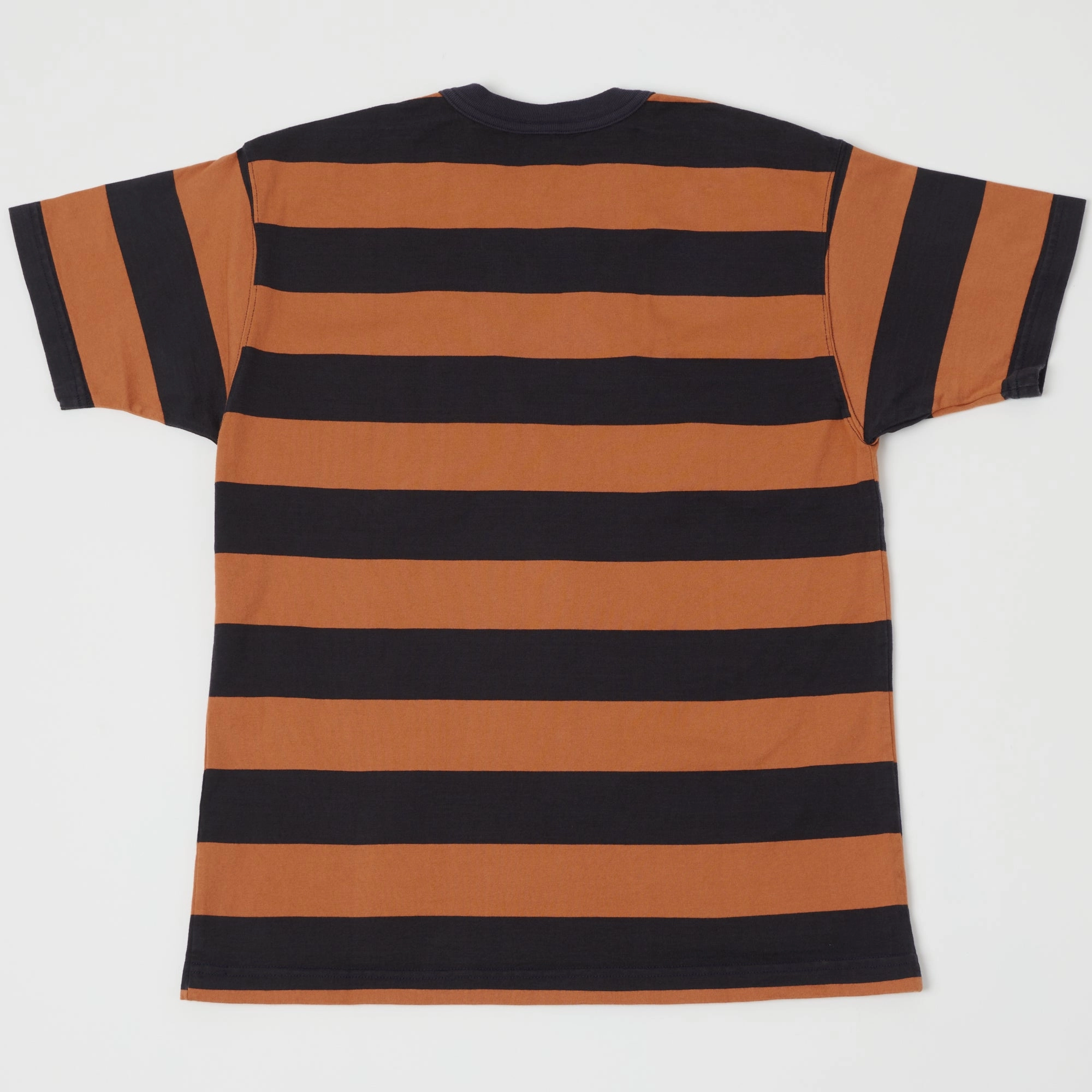 TOYS McCOY Bordered Stripe Pocket T-Shirt - Carrot/Navy Geometric Print