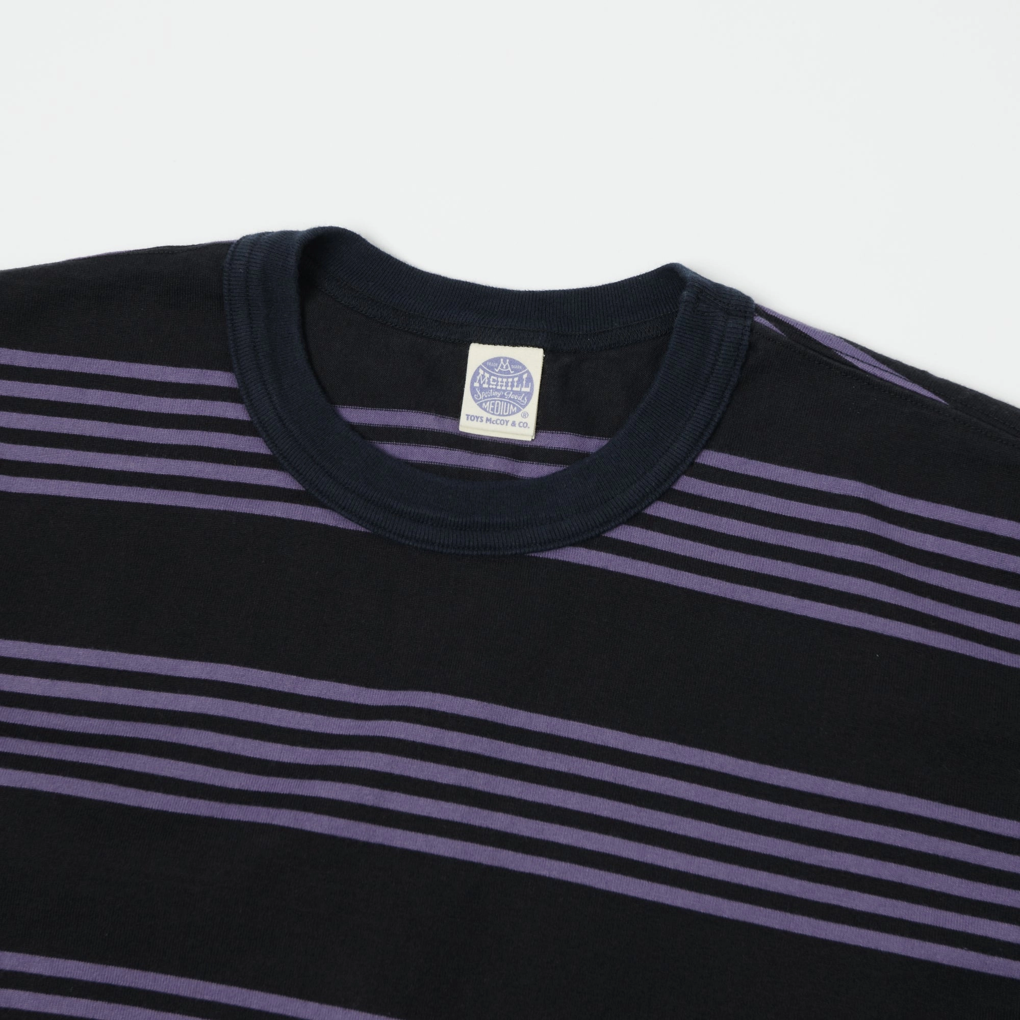 TOYS McCOY Multi Bordered T-Shirt - Purple/Black Layered Neckline