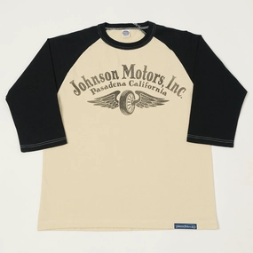 Breathable Style Reversible Design Concept TOYS McCOY Raglan Sleeve 'Johnson Motors' Baseball T-Shirt - Ivory/Black