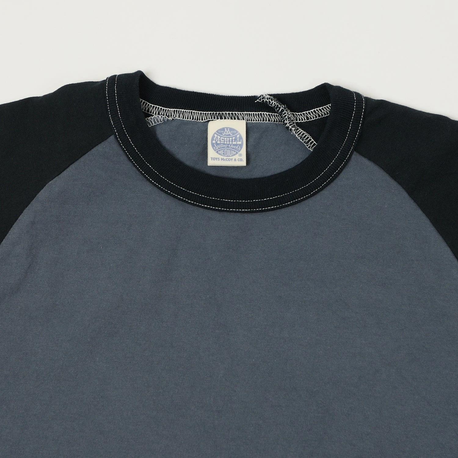 TOYS McCOY Raglan Sleeve Baseball T-Shirt - Blue/Black Sweat Absorbent Fit For Movement