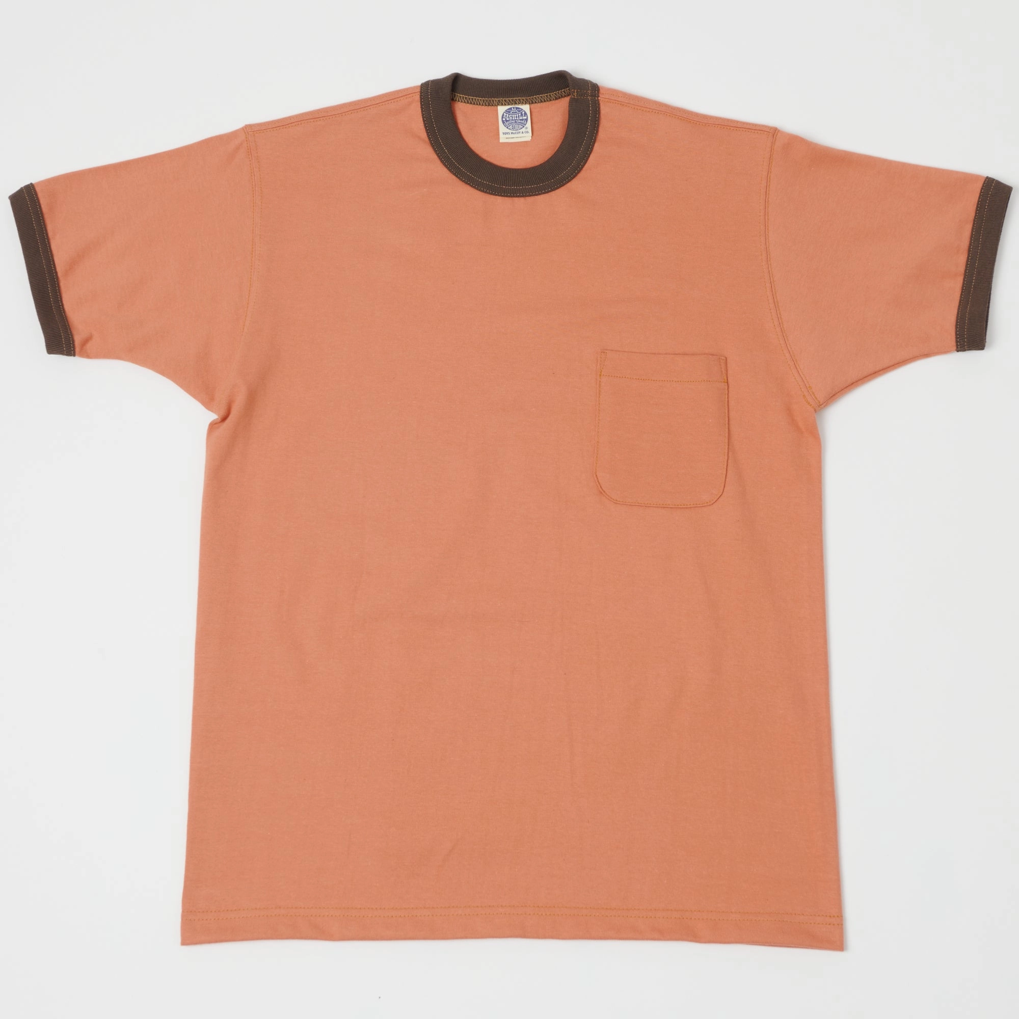 Breathable Stretch TOYS McCOY Ringer Pocket T-Shirt - Carrot/Brown