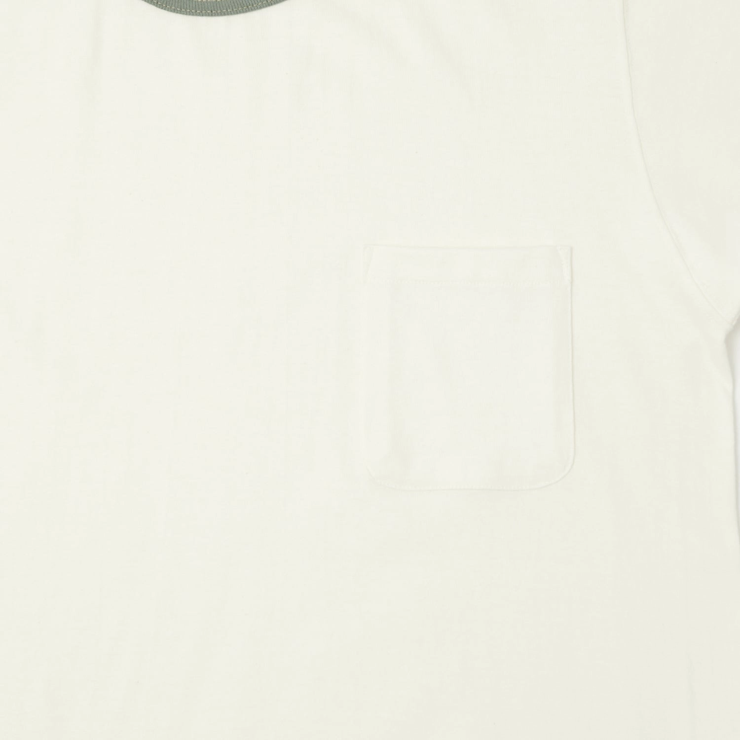 Garment Dyed Roomy Comfort TOYS McCOY Ringer Pocket T-Shirt - Off White/Green