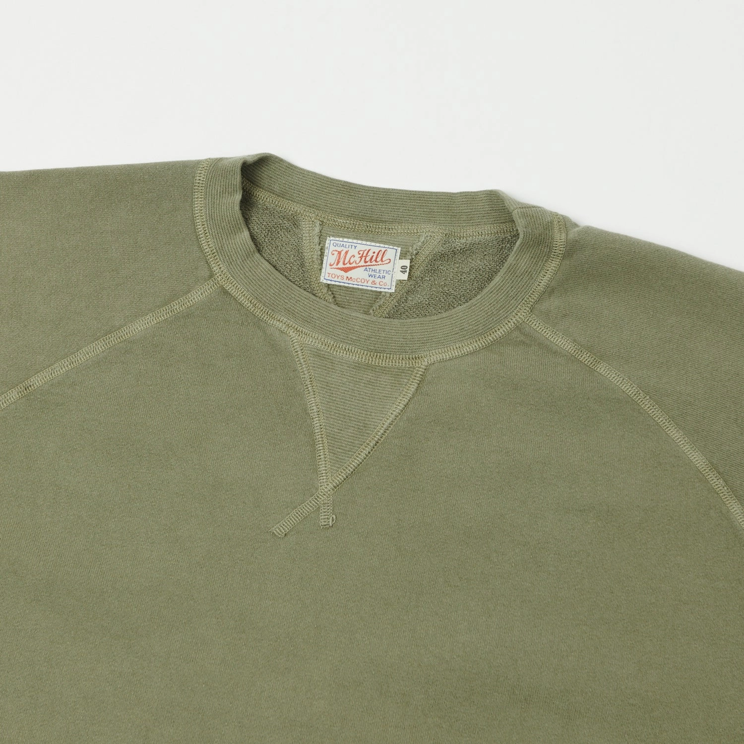 TOYS McCOY Short Sleeve Military Sweatshirt - Olive Cozy Fleece