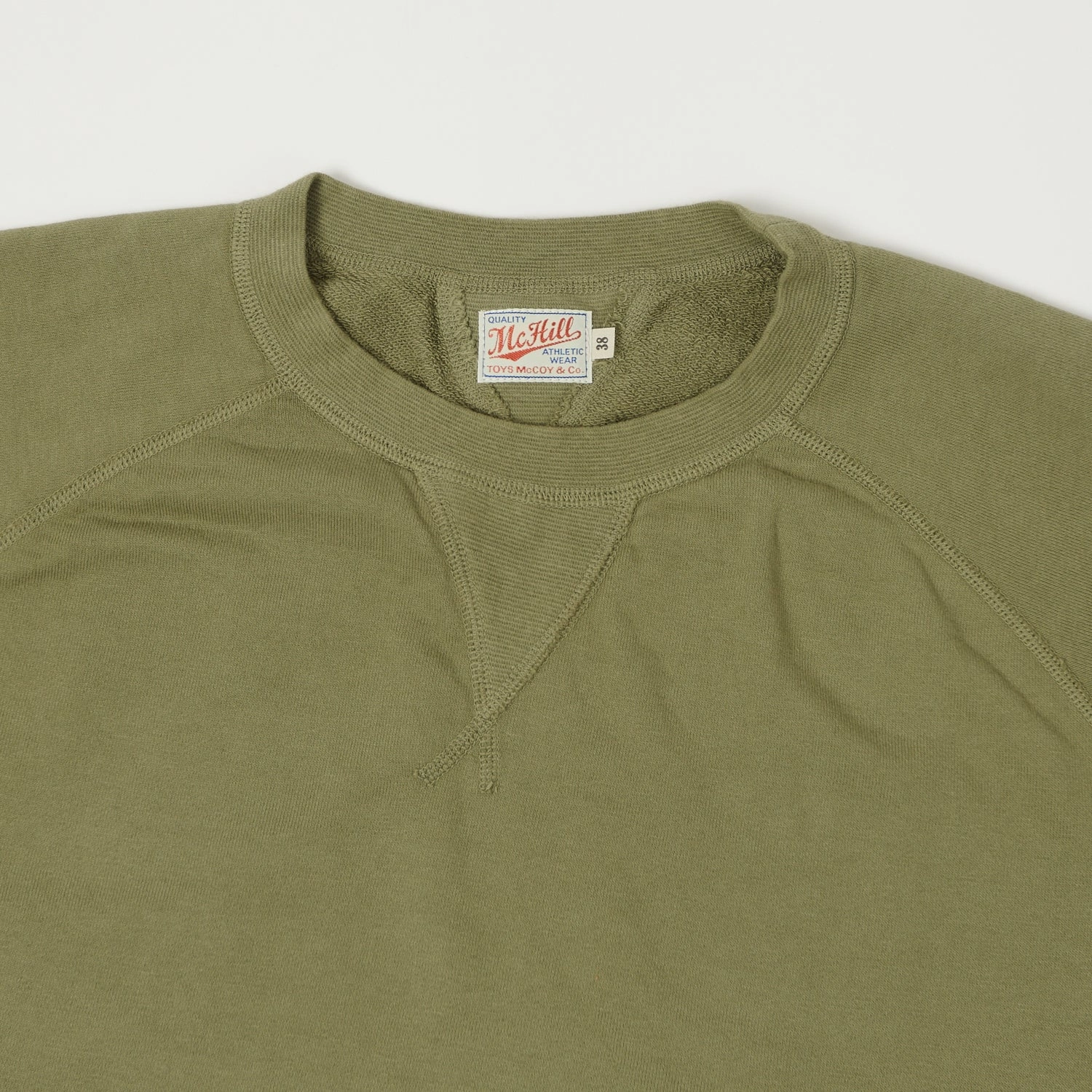 TOYS McCOY Short Sleeve Military Sweatshirt - Olive Anti-static bead accents