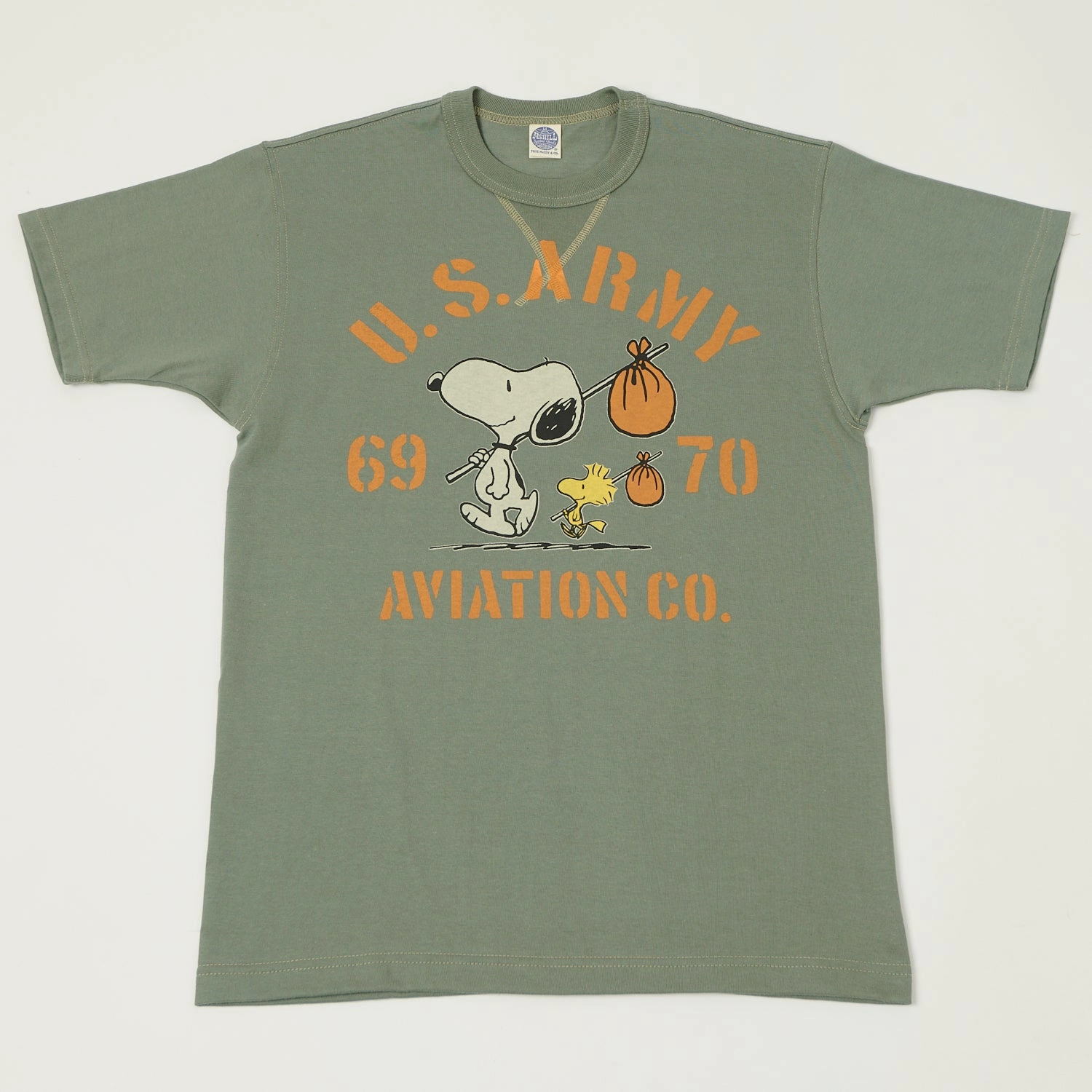 TOYS McCOY Snoopy 'U.S. Army Aviation Co' T-Shirt - Olive EasyCare Fabric