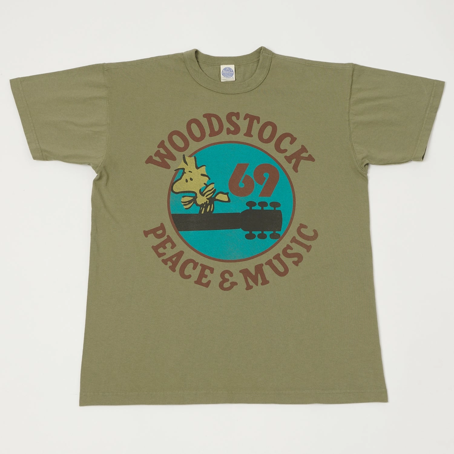 Fit For Comfort Holiday Trend TOYS McCOY Snoopy 'Woodstock Peace & Music' T-Shirt - Olive