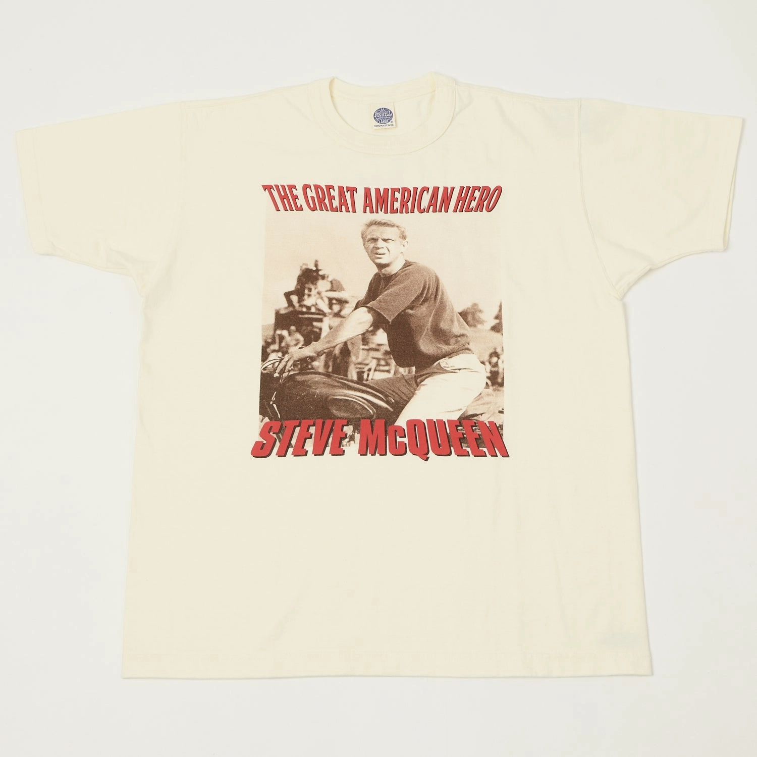 TOYS McCOY Steve McQueen 'The Great American Hero' T-Shirt - Off White Comfy Fit Layer Zero Waste Production
