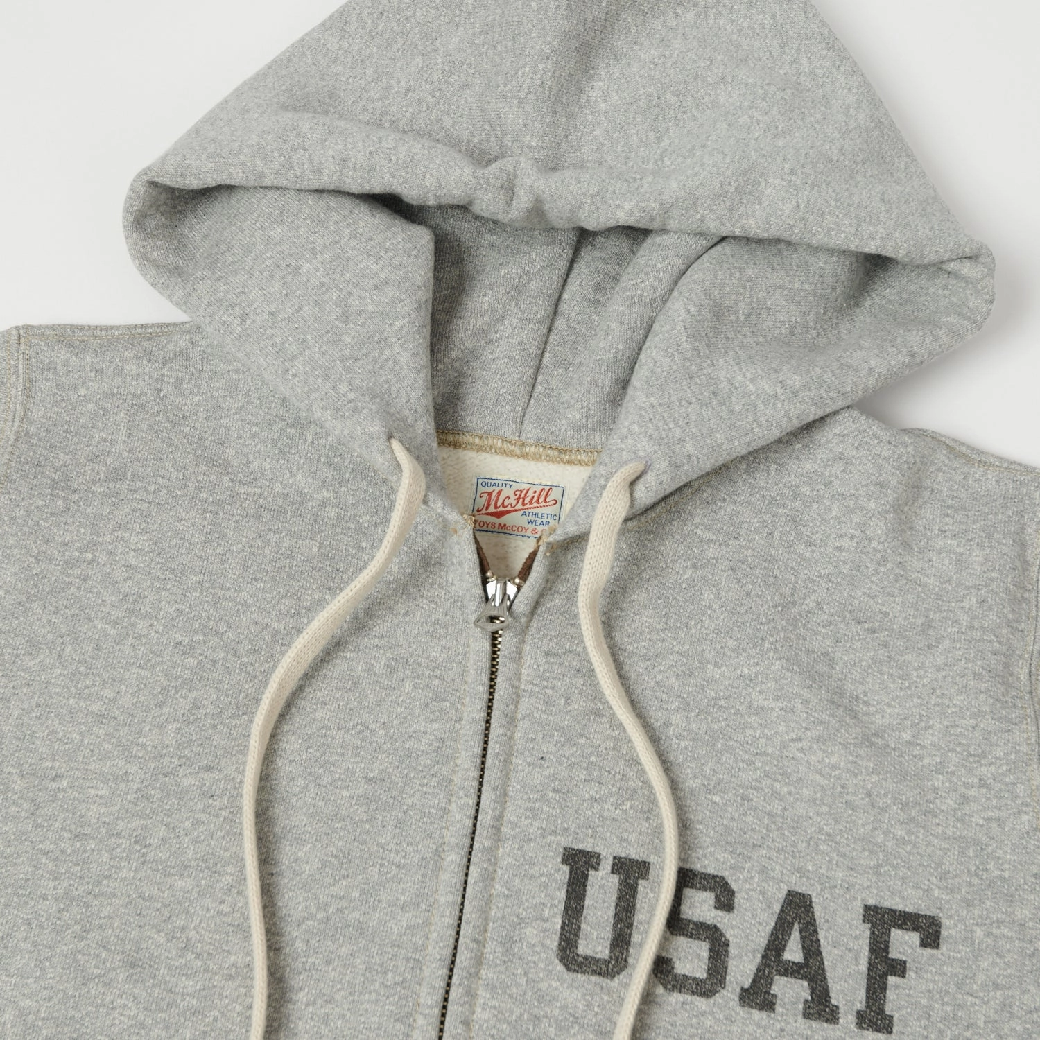 TOYS McCOY U.S.A.F Print Zip Through Hoodie - Heather Grey Sustainable Graduation wear