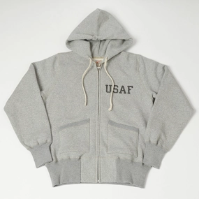 gemstone accents TOYS McCOY U.S.A.F Print Zip Through Hoodie - Heather Grey