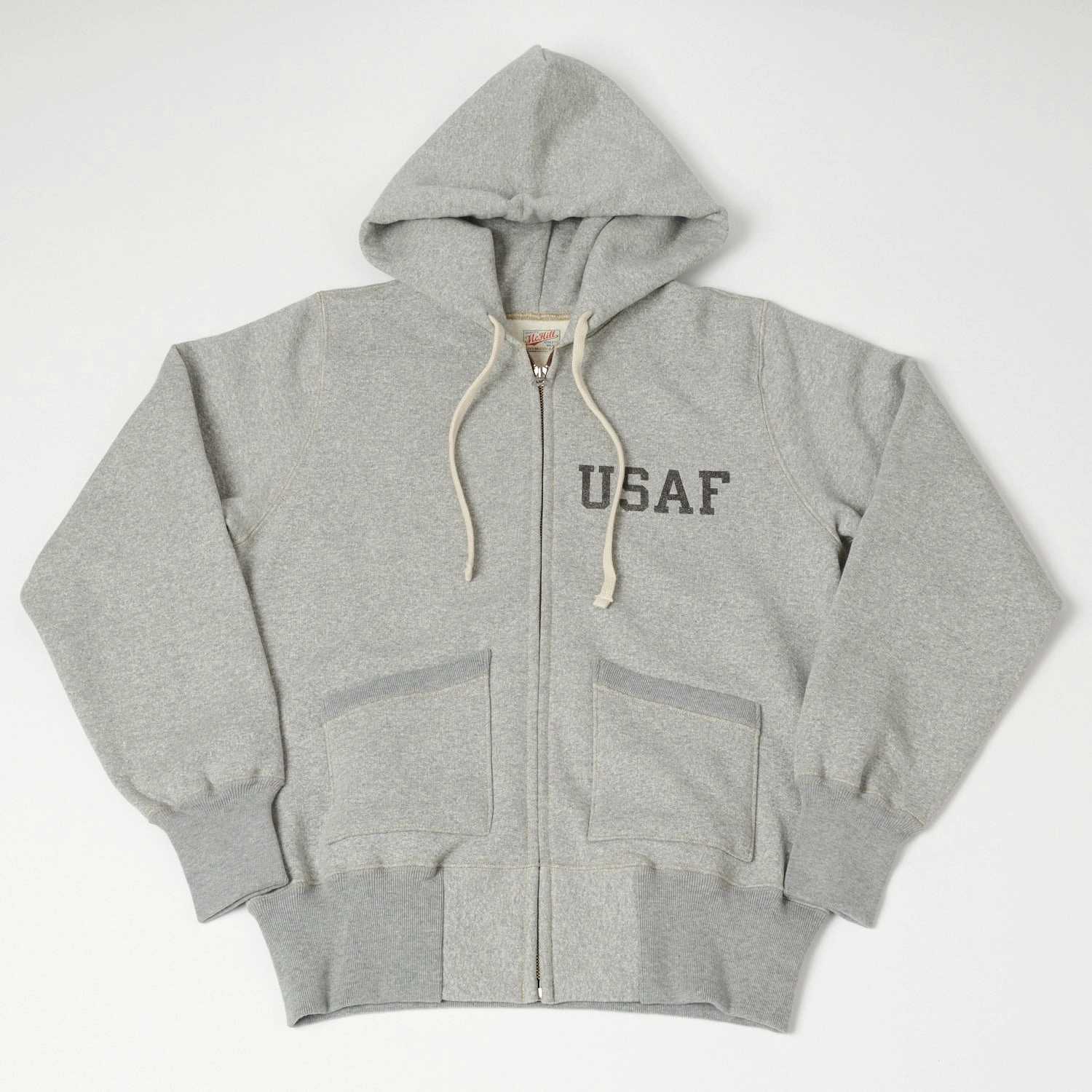 gemstone accents TOYS McCOY U.S.A.F Print Zip Through Hoodie - Heather Grey