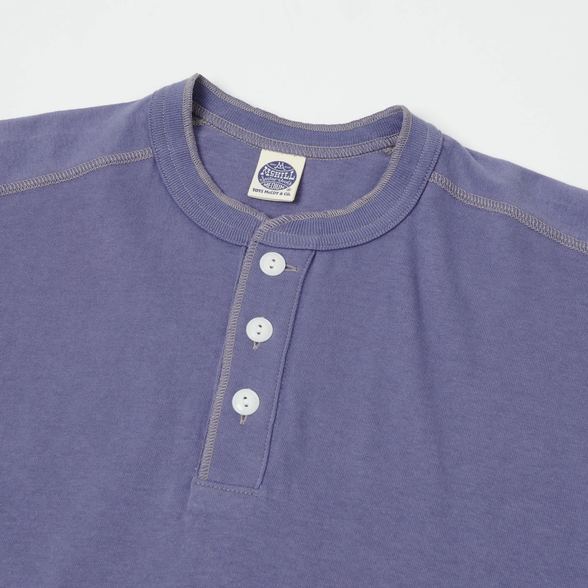 TOYS McCOY Union Henley - Purple Blue Relaxing Day Modern Fit