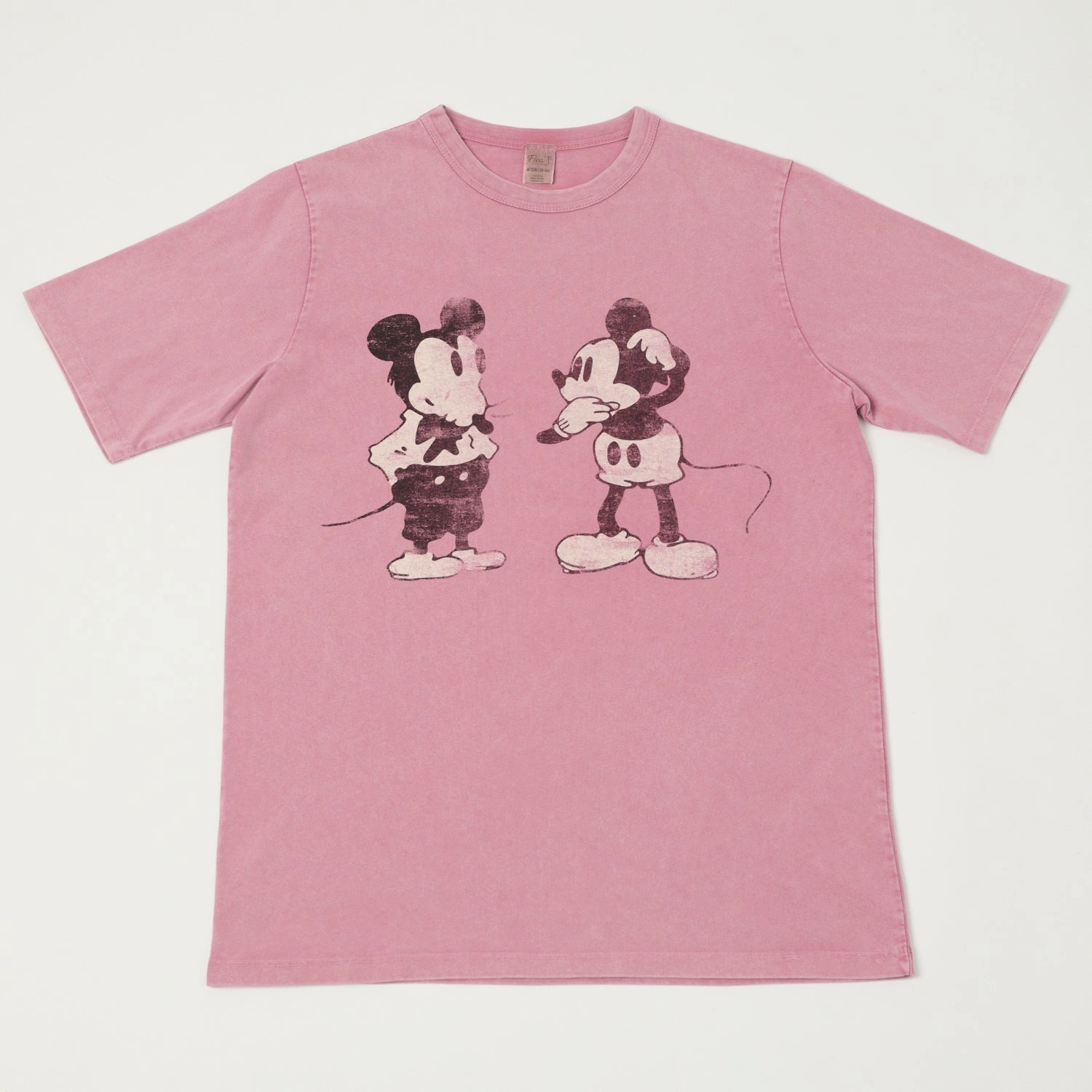 Flea-T 1950s 'Mickey Evolution' T-Shirt - Pink Breathable Cotton Fabric