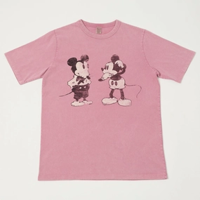 Flea-T 1950s 'Mickey Evolution' T-Shirt - Pink Breathable Cotton Fabric