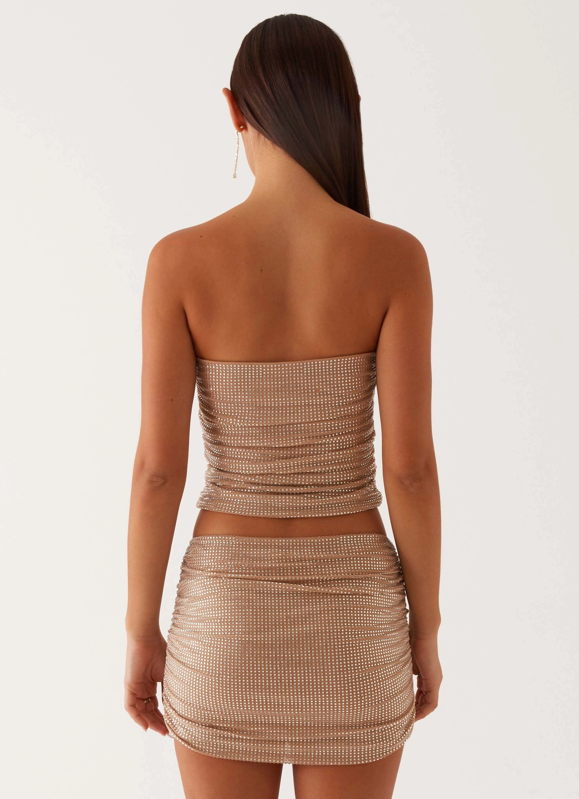 Lounge Cut Business casual Brightside Rhinestone Tube Top - Silver