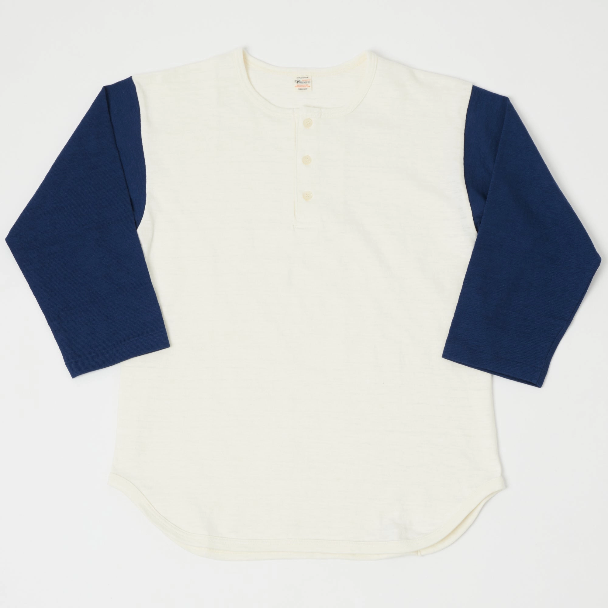 Warehouse & Co 4058 Baseball Henley - Cream/Navy Animal print wildness Structured silhouette