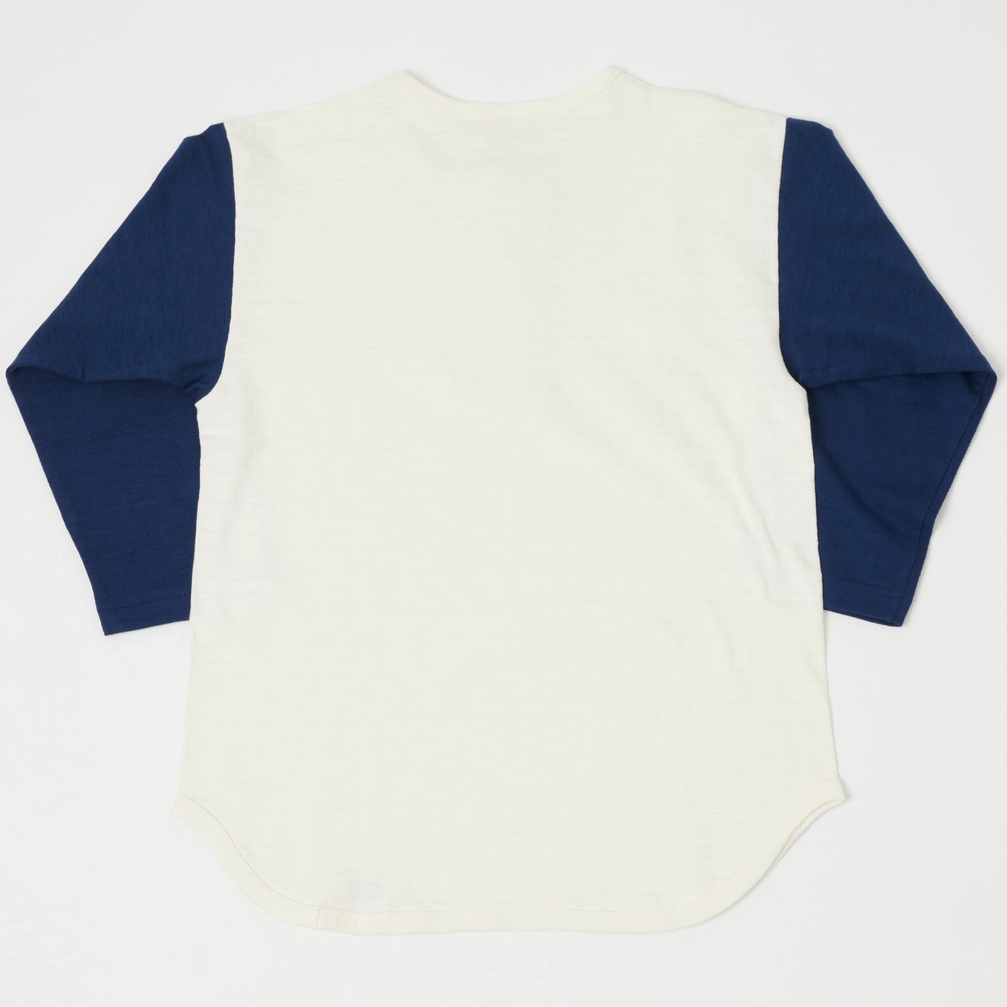 Warehouse & Co 4058 Baseball Henley - Cream/Navy Cozy Fit