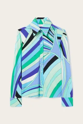 Graduation Attire Iride Print Long Sleeve Shirt