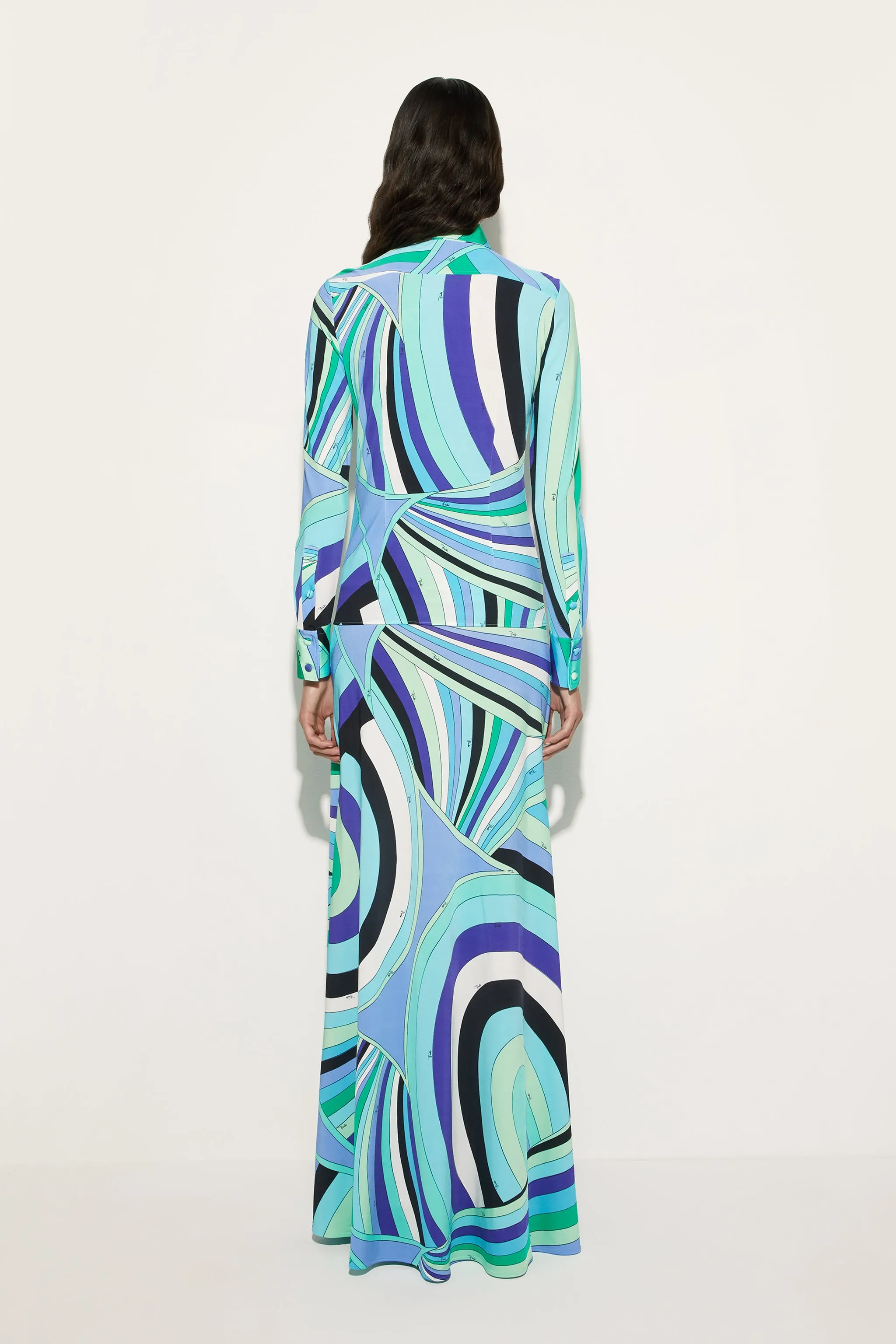 Iride Print Long Sleeve Shirt Solid Hue