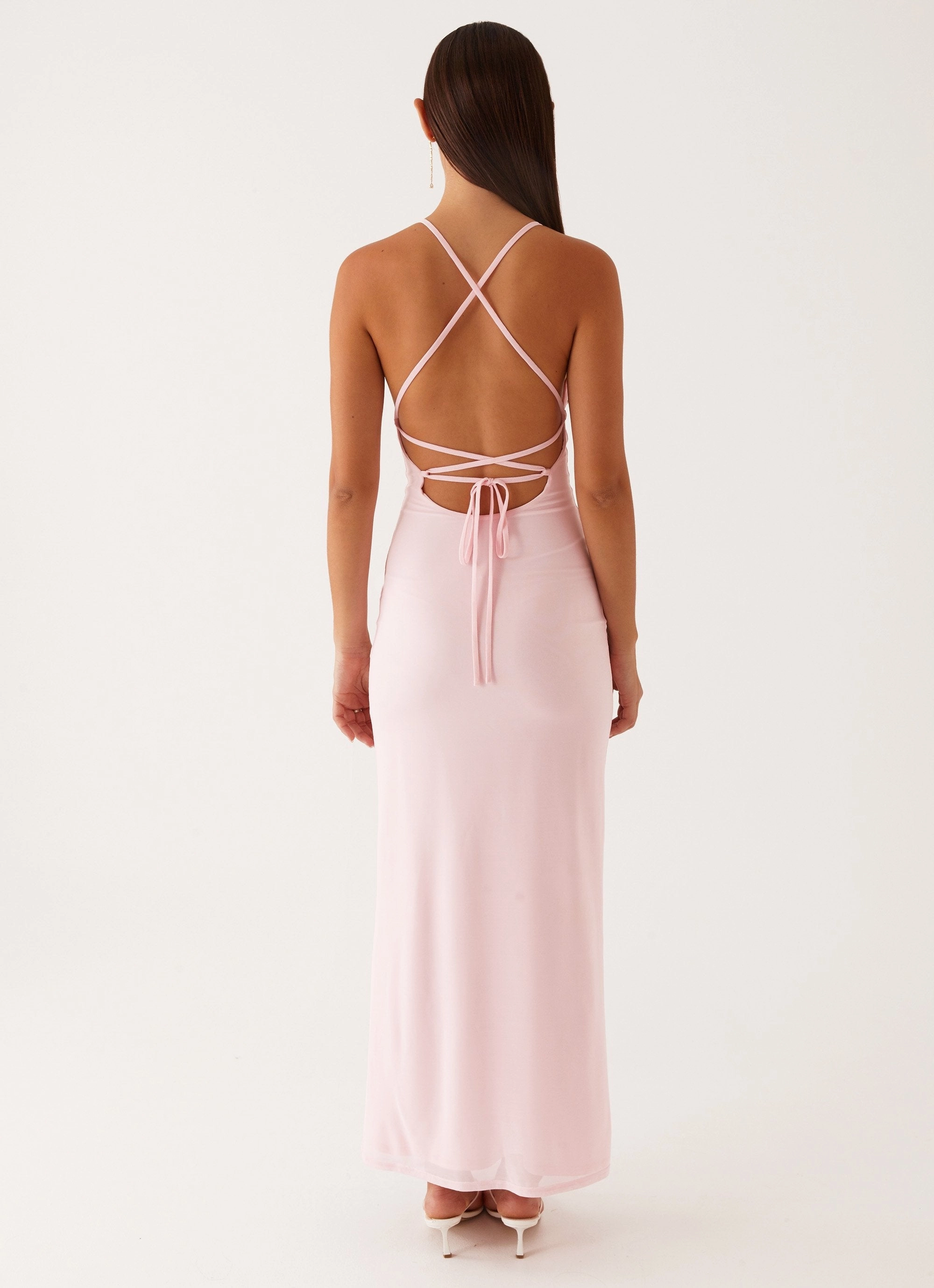 Beki Beaded Mesh Maxi Dress - Pink All-day Comfort Lace-Edge