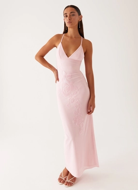 Beki Beaded Mesh Maxi Dress - Pink Poised Vibe