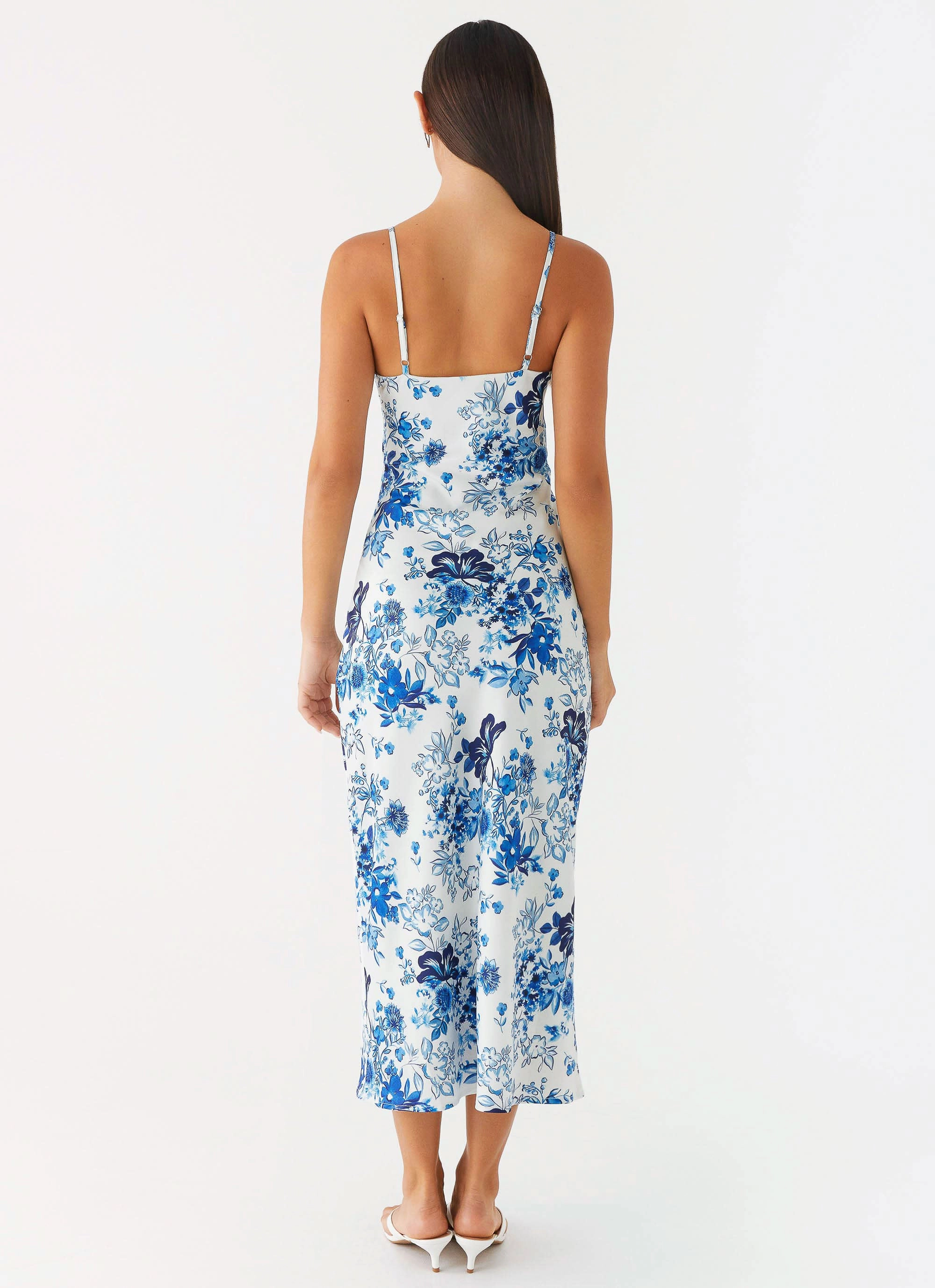 Take Chances Midi Dress - Serene Sky Floral Baby-Shower