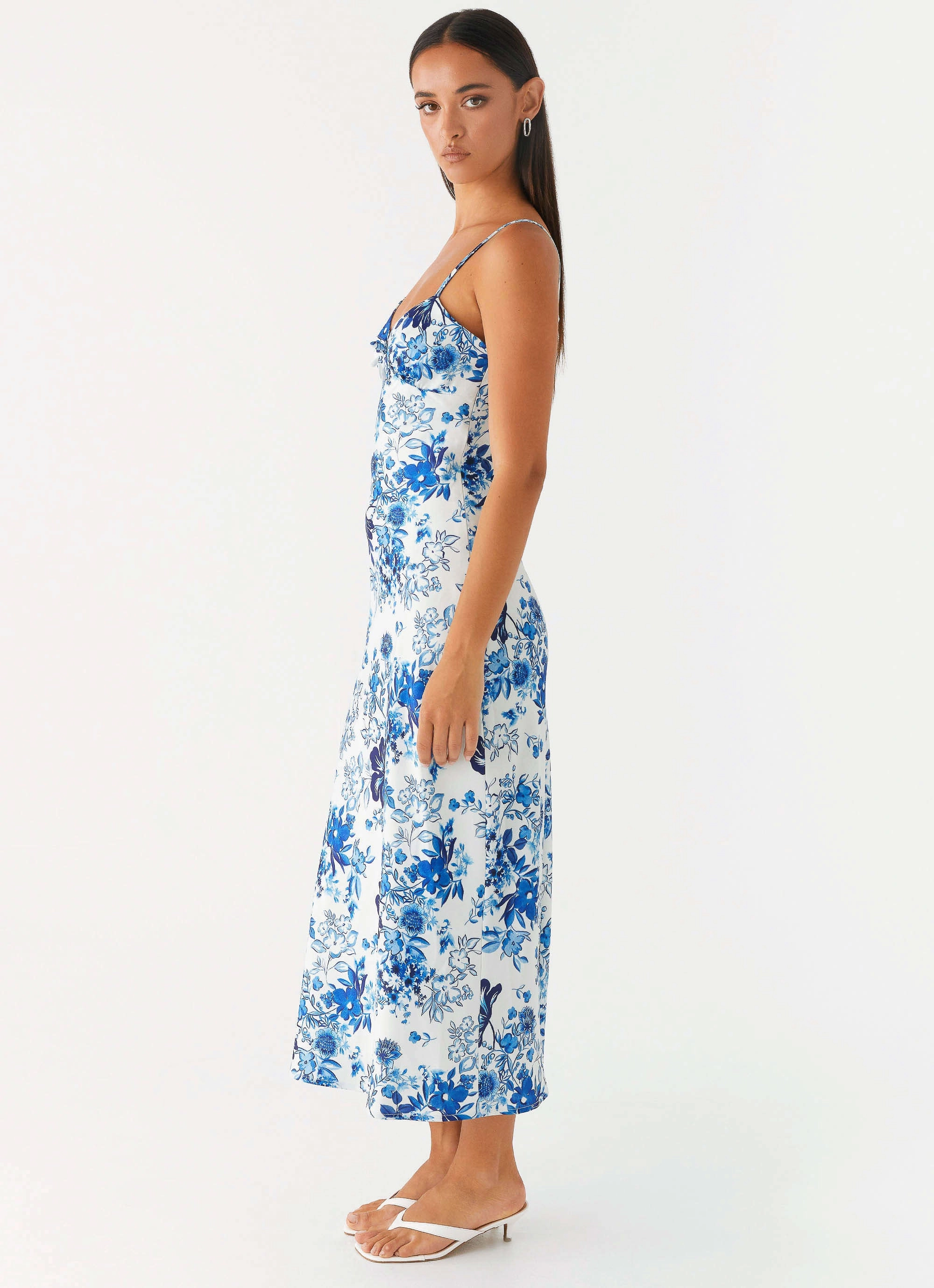 Texture Softness Euro Ease Take Chances Midi Dress - Serene Sky Floral