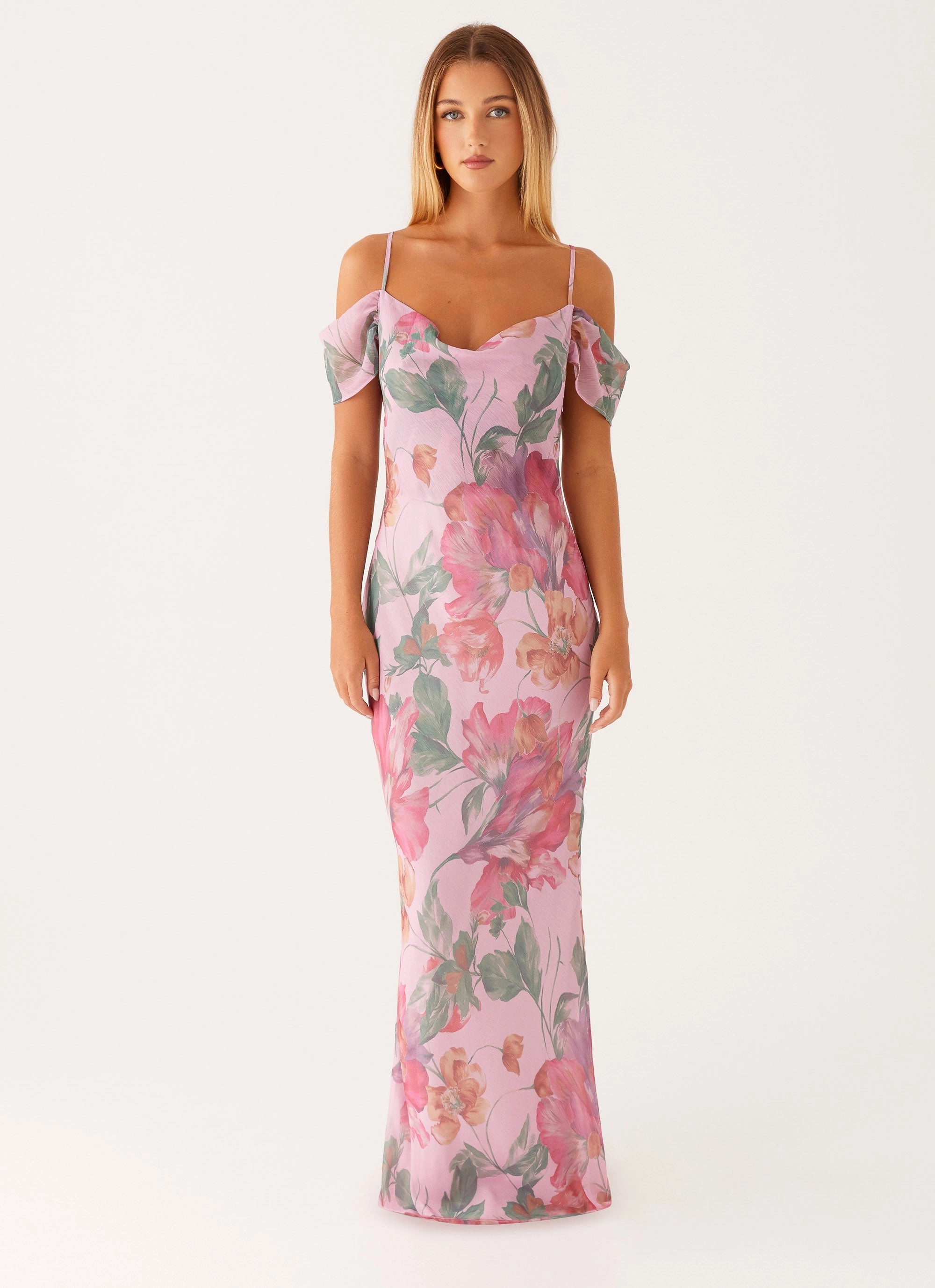 Seline Maxi Dress - Pink Floral Walk Grace